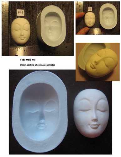 YOUR CHOICE - FG Flexible Silicone Push Molds of Round Oval Sun Moon Doll Face - Picture 20 of 21