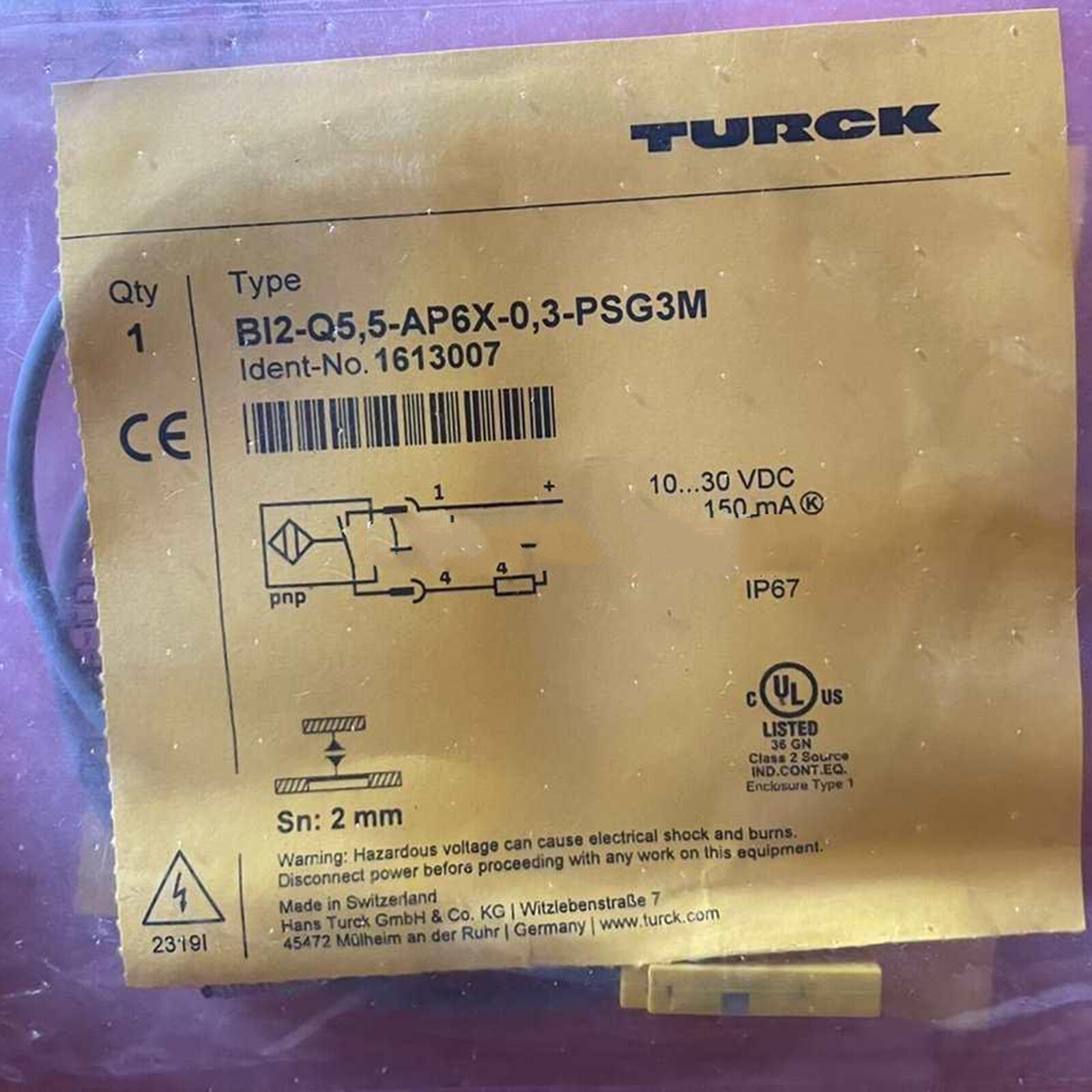 Capteur De Proximité Inductif TURCK BI2-Q5.5-AP6X-0.3-PSG3M - Neuf Dans Son Emballage D'origine