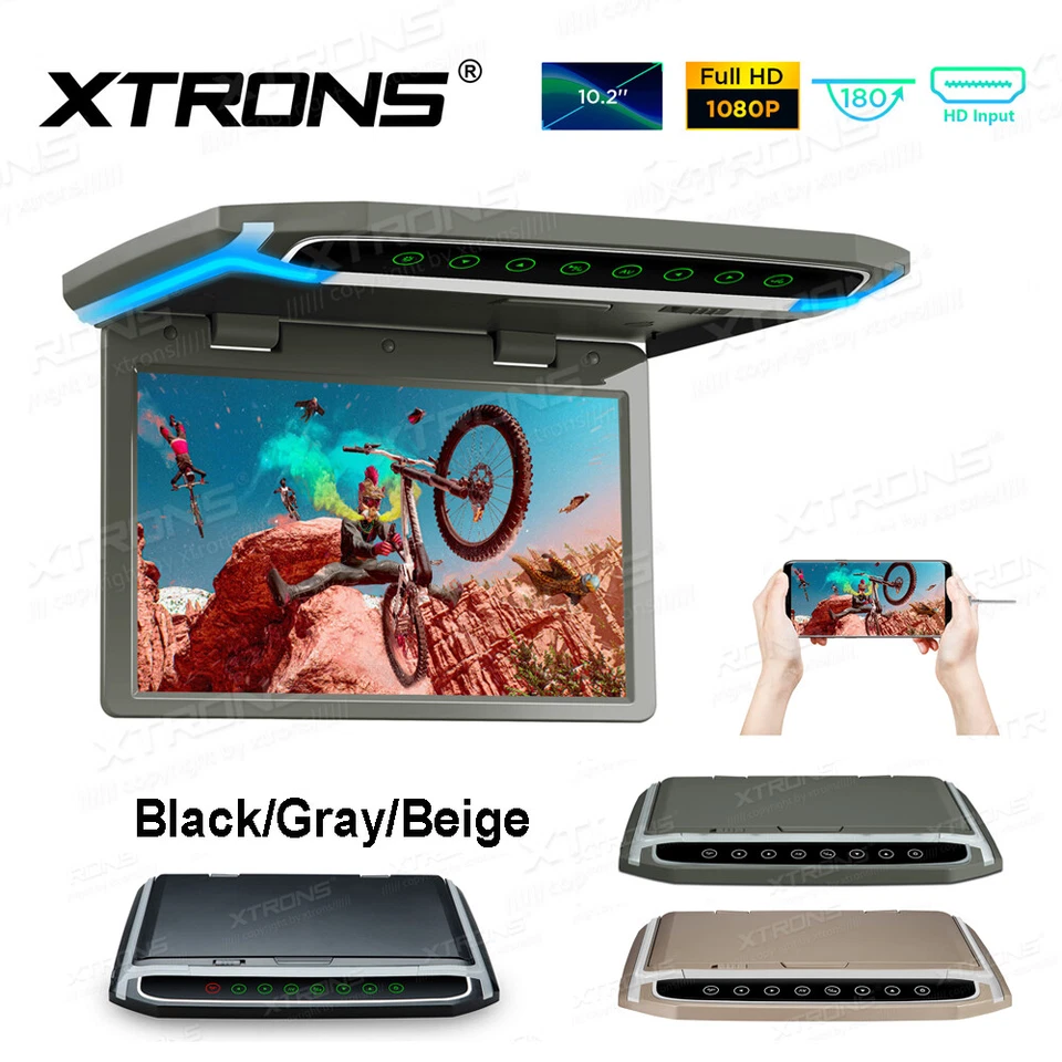 10.2" Screen Car Roof Overhead Mounted Monitor Player 1080P HDMI USB IR FM Game - Image 3 of 4