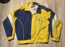 Vtg 90s University of Michigan Wolverines Pro Player Windbreaker Jacket Large