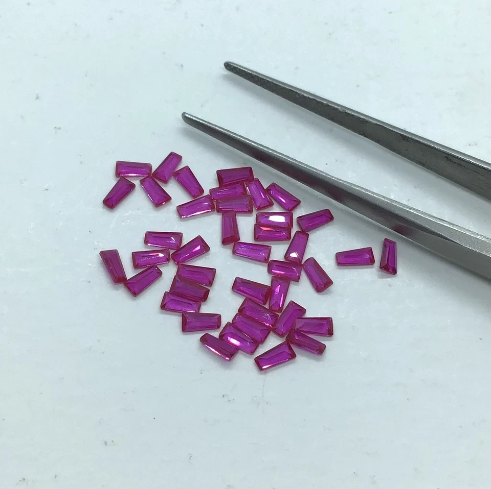 Synthetic Ruby Tapper Baguette Fine Cut AAA Loose Gemstone Assorted Jewelry - Image 3 of 4