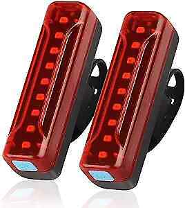 USB Rechargeable Bike Tail Light 2 Pack,1200mAh Runtime 50 Hours,Ultra Bright - Picture 1 of 7