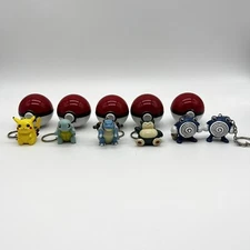 Basic Fun Pokemon Pokeball Keychain Pikachu Squirtle Blastoise Snorlax Lot Of 6