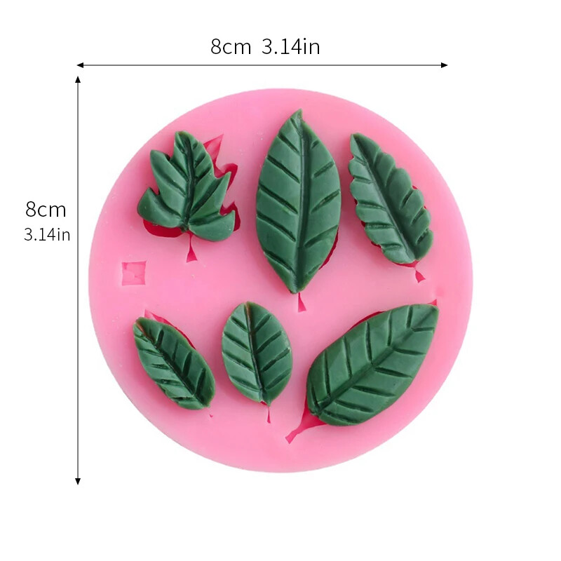 6-Cavity Leaf Silicone Mold for Cake Decorating & Sugar Craft
