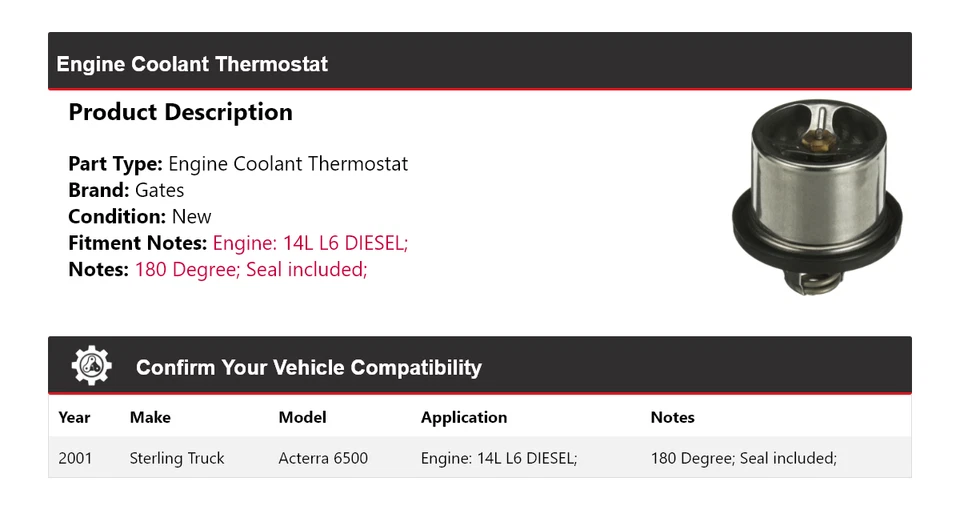 适用于 2001 年纯银卡车 Acterra 6500 发动机冷却液恒温器门 — 第 2/4 张图片