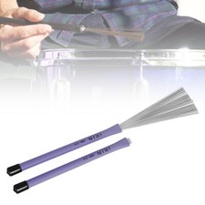 1 Pair Rubber Handles Steel Wire Drum Brushes, Telescopic Jazz Drum Sticks
