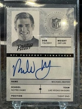 2023 Panini Prestige Michael Mayer Passport Signatures Auto Rookie RC #NPS-MMR
