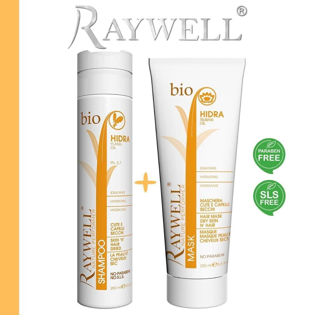 Raywell HIDRA BIO Shampoo Idratante + Maschera cute e capelli crespi e secchi