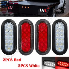 2 White 2 Red 6 Oval 10 Led Stop Turn Tail Backup Lights Truck Trailer