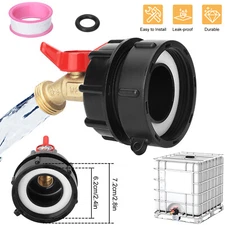 2.44" Fine Thread 1/2" Male NPT × 3/4" GHT 275-330 Gallon IBC Tote Tank Adapter