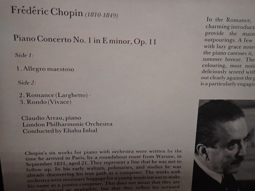 Chopin Piano Concerto No 1in E Minor Op 11 - Arrau, Inbal, London Philharmonic - Picture 3 of 4