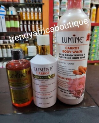 3pcs Set; Lumine Carrot Body Lotion, Shower Gel & 400ml Body Oil  