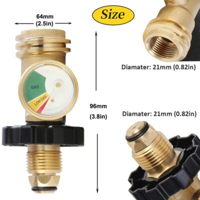 Propane Tank Adapter Fit Converts POL to QCC1/Type 1 with Gauge and Wrench 50170
