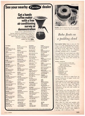 PRINT AD, 1968  60's Local Carrier Coffee Maker Dealer Locations California Utah