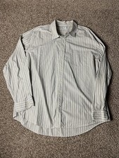 Old Navy Mens Dress Shirt Vertical Striped Gray White Sz XXL 100 Cotton EUC