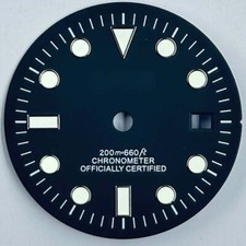 Green Luminous 32mm Modified Diving Watch Dial Black GMT for NH34 Movement