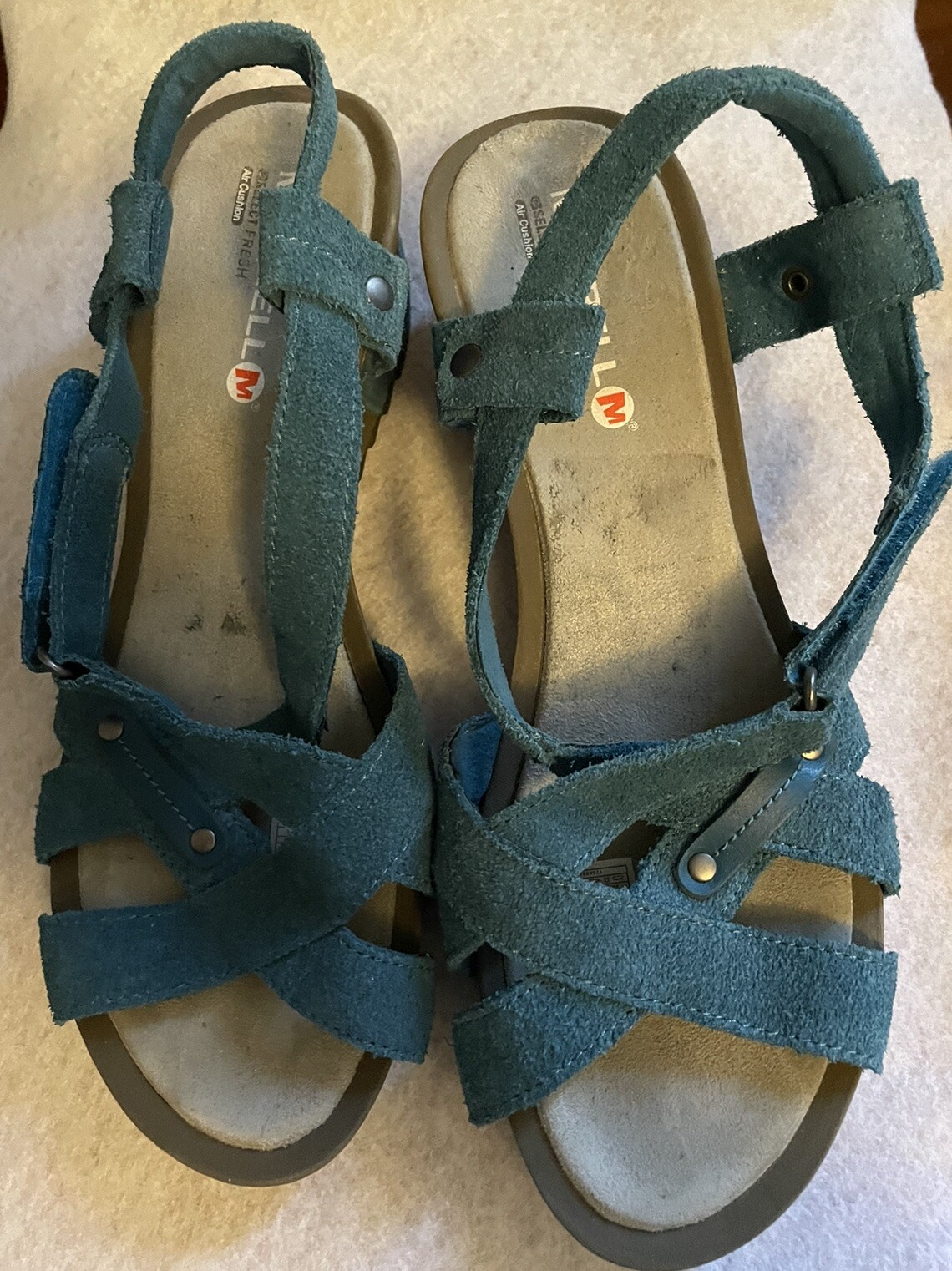 Sandali comfort Merrell 8 blu acqua pelle slingback DRAGONFLY punta aperta