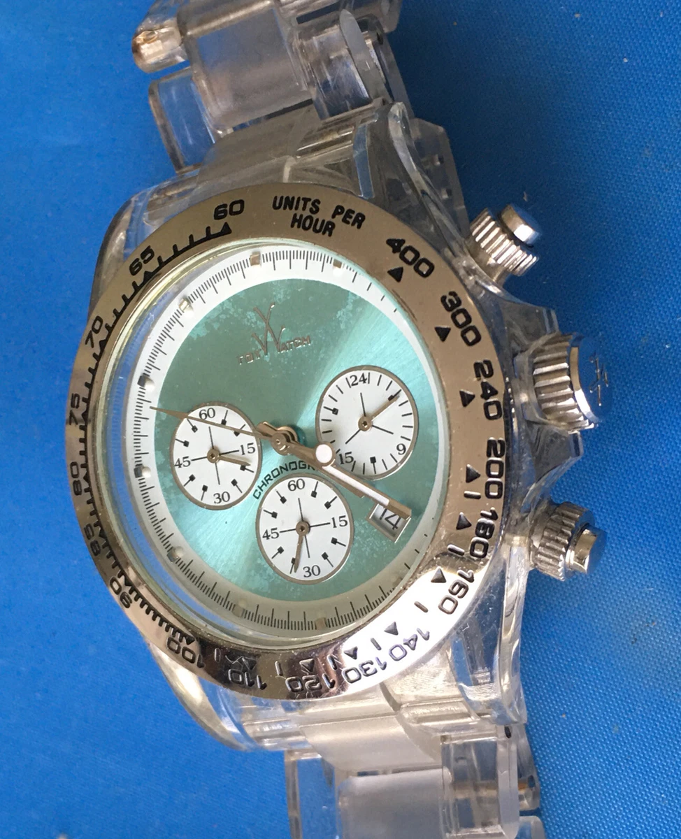 Toywatch Men s Watch Clear Case Band Runs Fine New Battery