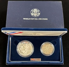 1994 U.S. Mint World Cup USA Silver Dollars Two-Coin PROOF Set Silver Dollar 90%