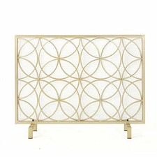 Jalama Modern Diamond Pattern Single Panel Iron Fireplace Screen