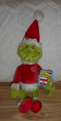 DR. SEUSS HOW THE GRINCH STOLE CHRISTMAS 17'' PLUSH GRINCH DOLL IN SANTA SUIT NEW