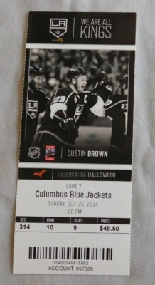 Los Angeles Kings Vs Columbus Blue Jackets 10/26/14 NHL Ticket Dustin Brown 