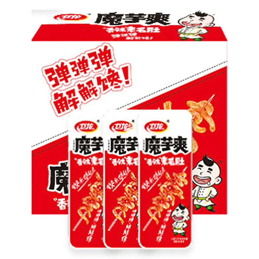 Wei Long Konjac Strips - Hot & Spicy Flavor Latiao Savoury Snack (18g x 20) 360g