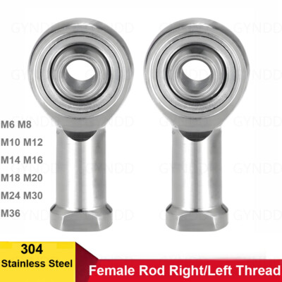 A2 Stainless Steel Rose Joint Female Rod Right/Left Thread M6 M8 M10 M12 to M36