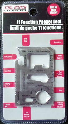 POCKET TOOL 11 Function WRENCH Screwdriver KNIFE Opener SAW Fits In Wallet A NEW