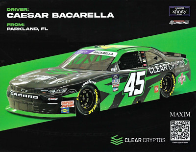 2023 CAESAR BACARELLA  CLEAR CRYPTOS  #45 NASCAR XFINITY SERIES POSTCARD
