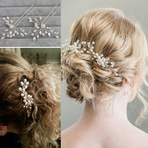 Vintage Wedding Bridal Pearl Flower Crystal Hair Pins Bridesmaid