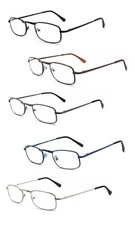 EYE ZOOM 5 Pack Unisex Classic Metal Frame Reading Glasses with Spring Hinge