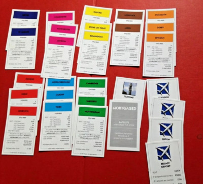 Full Set 2007 UK Here & Now Edition Monopoly Title Deeds Property Cards
