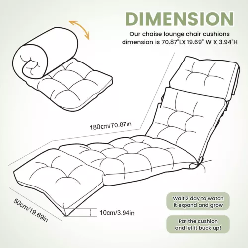 Outdoor Chair Cushion Lounge Chair Cushion Thick Beach Chaise Lounge Cushion New - Picture 44 of 60