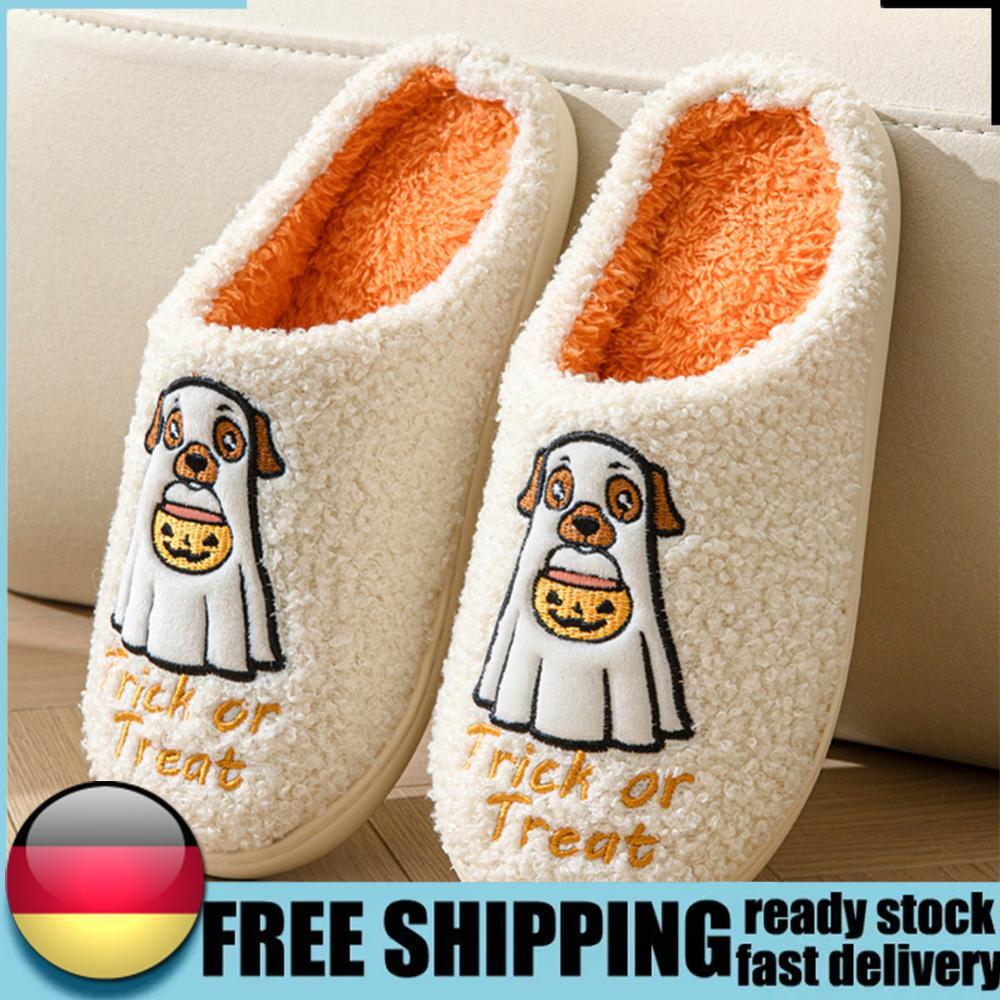 APL Halloween Slip on Ho Shoes Non Slip Fluffy Couple Slippers for Indoor Bedroom
