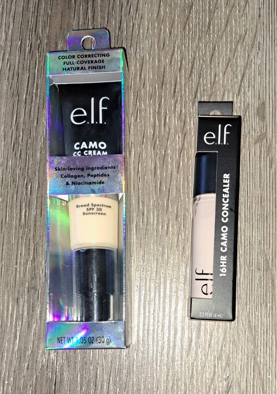 2- Elf Camo CC Cream in shade Fair 140 W and 16hr Camo Concealer Light Ivory NIB