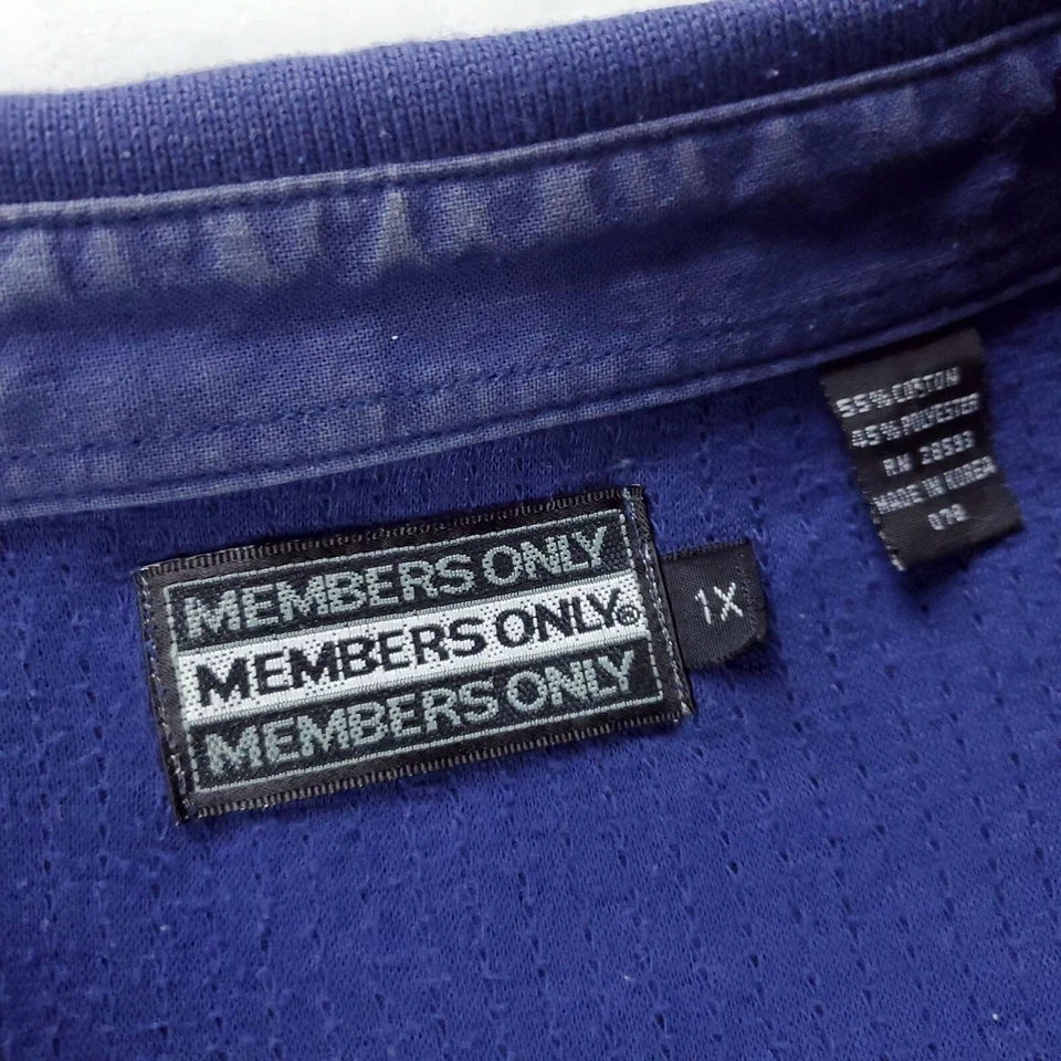VINTAGE 90s Members Only Shirt Mens XL / 1X Blue Streetwear Sweatshirt Polo 80s - Image 2 of 4