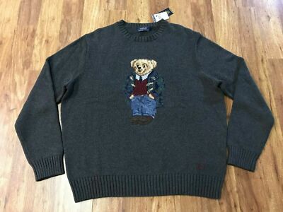 RALPH LAUREN POLO BEAR TOGGLE KNIT GRAY SWEATER 2019 NEW XXL OG