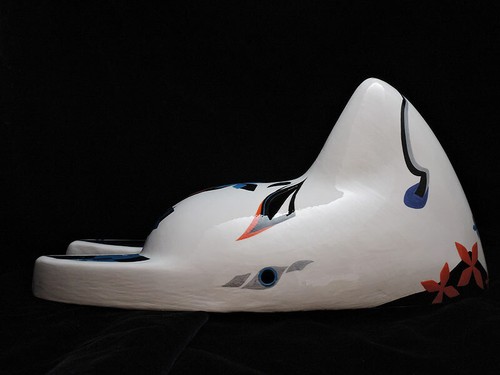 Komendo Full Face Fox Mask White Senryumon Seiran Hand Made Painted Japan Party - Picture 6 of 7