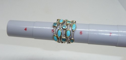 Native American Tribal Sterling Silver Handmade Ring Turquoise Blue Crystal - Picture 9 of 9