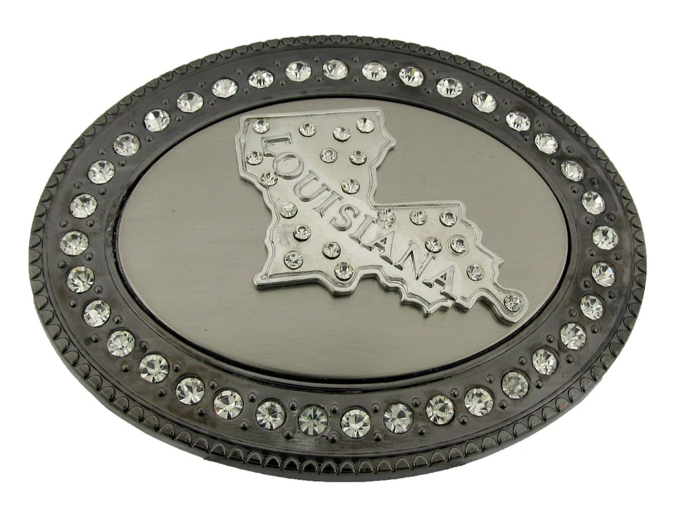 Estado de Louisiana MAPA EE. UU. Trofeo Cinturón Hebilla Western Rodeo Vaquero PESADO A GRANEL Foto 3 de 4