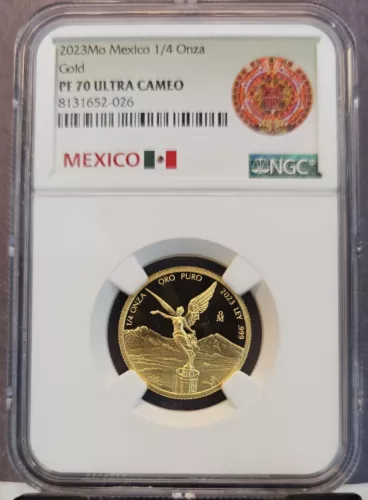 2023 MEXICO GOLD 1/4 ONZA LIBERTAD NGC PF 70 ULTRA CAMEO BEAUTIFUL PERFECTION