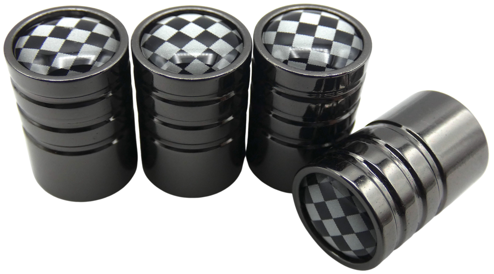 4x Checkered Tire Valve Stem Caps For Car, Truck Universal Fitting