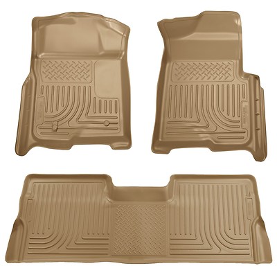 Tan Husky Liners WeatherBeater Floor Mats - 2008-2010 Ford F-250 & F-350 Crew