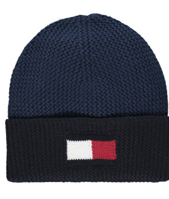 Tommy Hilfiger Mütze Neu Big Flag Kaschmir blau/schwarz Beanie