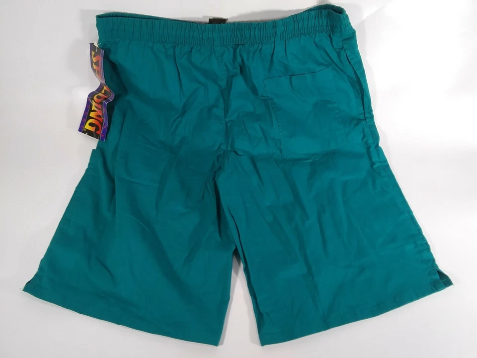 Pantalones Cortos Atléticos Spalding Vintage Verde Agua Años 90 36"-38" Cintura Malla Forrados Foto 4 de 4