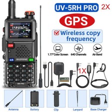 2PCS BAOFENG 5RH GPS WALKIE TALKIE MULTI BAND RECHARGEABLE TWO WAY RADIO MIC KIT