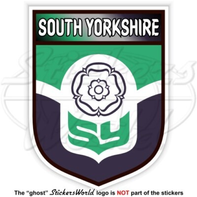 SOUTH YORKSHIRE County Shield, White Rose of York 100mm Bumper Sticker, Decal