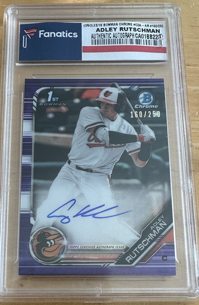ADLEY RUTSCHMAN AUTO 2019 Bowman Chrome PURPLE REFRACTOR  #160/250 RC..🔥🔥🔥