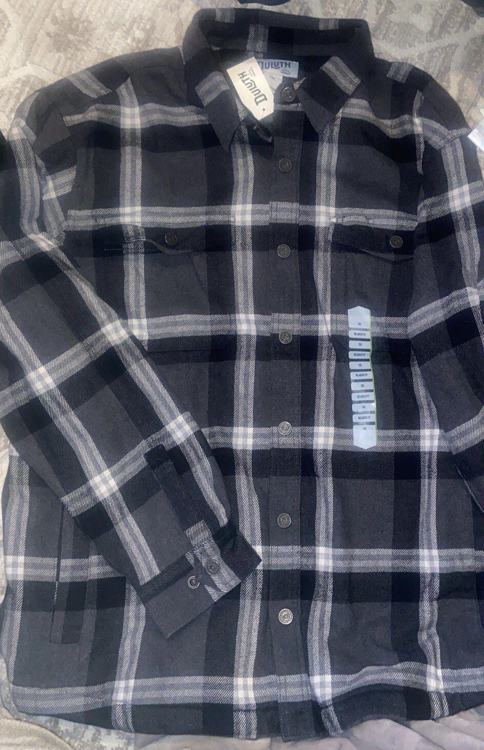 Duluth Trading Men's 2XL Grey Flapjack Flannel-Lined Relaxed Shacket